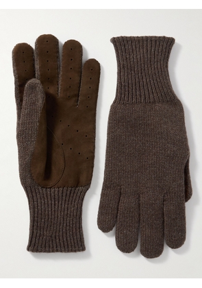Brunello Cucinelli - Suede-Trimmed Cashmere Gloves - Men - Brown - M