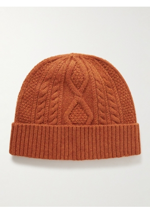 RRL - Cable-Knit Recycled-Cashmere Beanie - Men - Orange