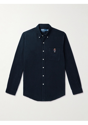 Polo Ralph Lauren - Button-Down Collar Logo-Embroidered Cotton-Flannel Shirt - Men - Black - XS