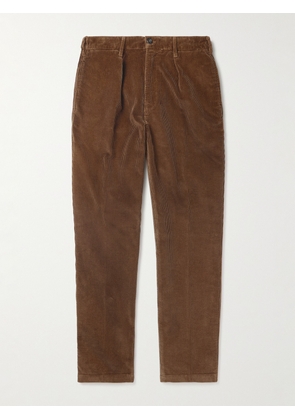 Drake's - Straight-Leg Pleated Cotton-Corduroy Trousers - Men - Brown - UK/US 30