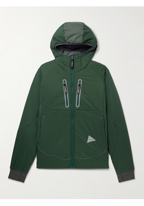 And Wander - Alpha AIR Logo-Print Padded Pertex-Ripstop Hooded Jacket - Men - Green - S