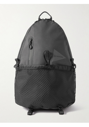 And Wander - Mesh-Trimmed Logo-Print Ripstop Backpack - Men - Black