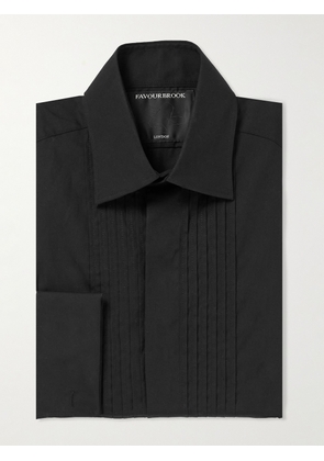 Favourbrook - Cutaway-Collar Bib-Front Double-Cuff Cotton-Poplin Shirt - Men - Black - UK/US 15