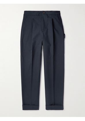 UMIT BENAN B - Straight-Leg Pleated Cotton Trousers - Men - Blue - IT 46