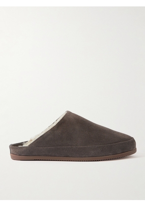 Mulo - Shearling-Lined Suede Slippers - Men - Brown - UK 6