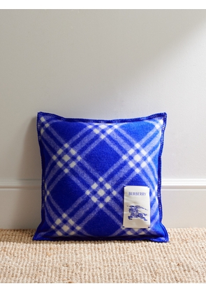 Burberry - Logo-Appliquéd Checked Brushed-Wool Cushion - Men - Blue