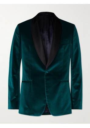 Paul Smith - Shawl-Collar Satin-Trimmed Cotton-Velvet Tuxedo Jacket - Men - Blue - UK/US 36