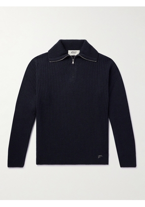 Valstar - Ribbed Cashmere Half-Zip Sweater - Men - Blue - S
