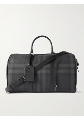 Burberry - Boston Leather-Trimmed Checked Coated-Canvas Duffle Bag - Men - Gray