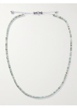 M. Cohen - Tucson Sterling Silver, Chrysoprase and Cord Necklace - Men - Blue