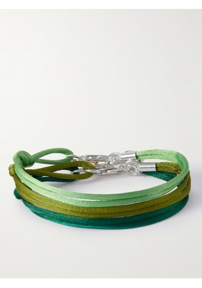 Rubinacci - Set of Three Silver and Silk Bracelets - Men - Green