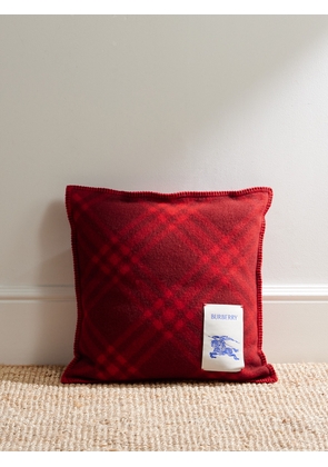Burberry - Logo-Appliquéd Checked Brushed-Wool Cushion - Men - Red