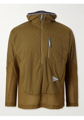 And Wander - Alpha Direct Logo-Print Polartec® Fleece and Shell Half-Zip Hooded Jacket - Men - Brown - S