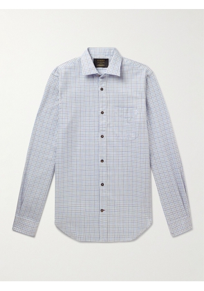 Purdey - Checked Cotton and Cashmere-Blend Shirt - Men - Blue - UK/US 15.5