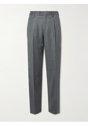 Purdey - Tapered Pleated Wool-Flannel Trousers - Men - Gray - UK/US 30