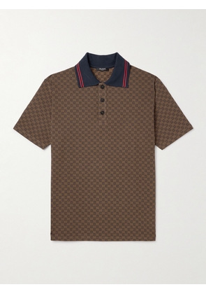 Balmain - Monogrammed Stretch-Cotton Polo Shirt - Men - Brown - S