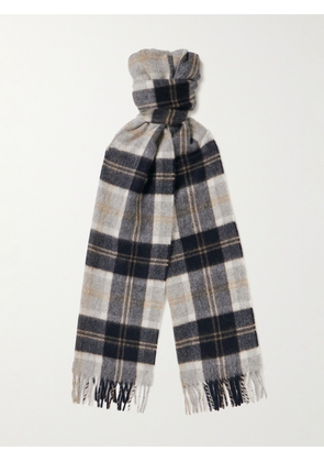 Purdey - Fringed Checked Cashmere Scarf - Men - Blue