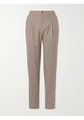 Rubinacci - Tapered Pleated Virgin Wool-Flannel Trousers - Men - Neutrals - IT 46
