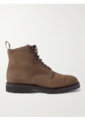 George Cleverley - Taron 2 Shearling-Lined Leather-Trimmed Waxed-Suede Boots - Men - Brown - UK 7