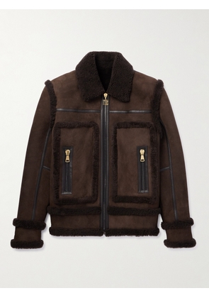 Balmain - Leather-Trimmed Shearling Jacket - Men - Brown - IT 46