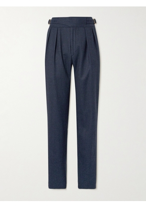 Rubinacci - Straight-Leg Pleated Wool-Flannel Suit Trousers - Men - Blue - IT 48