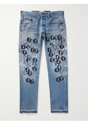 Gallery Dept. - Super G Straight-Leg Logo-Appliquéd Distressed Jeans - Men - Blue - 28W 30L