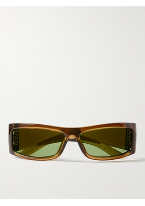 Gucci - Injection Rectangular-Frame Acetate and Silver-Tone Sunglasses - Men - Brown