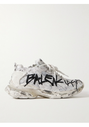 Balenciaga - Runner Logo-Print Distressed Nylon, Mesh and Rubber Sneakers - Men - White - EU 39