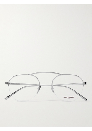 SAINT LAURENT - Aviator-Style Silver-Tone Optical Glasses - Men - Silver