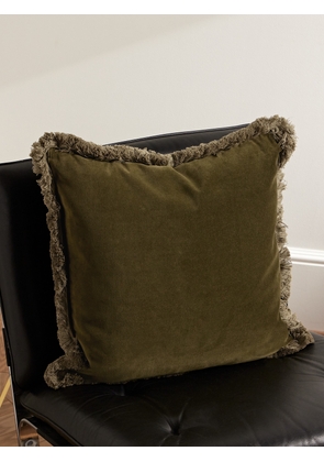 Soho Home - Margeaux Fringed Cotton-Blend Velvet Cushion - Men - Green
