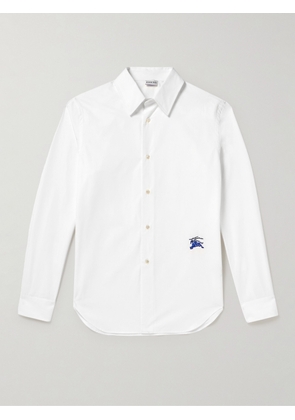 Burberry - Logo-Embroidered Cotton-Poplin Shirt - Men - White - UK/US 14.5