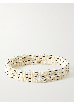 Roxanne Assoulin - Fresh Linens Set of Three Gold-Tone, Wood and Enamel Beaded Bracelets - Men - Neutrals