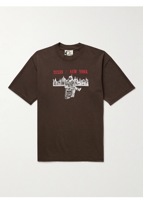 andafterthat - Throwing Fits Urban Cowboy Logo-Print Cotton-Jersey T-Shirt - Men - Brown - S