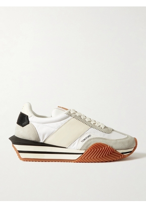 TOM FORD - James Rubber-Trimmed Leather, Suede and Nylon Sneakers - Men - Neutrals - UK 6