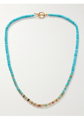 Peyote Bird - Sotogrande Gold-Plated, Turquoise and Chalcedony Necklace - Men - Blue