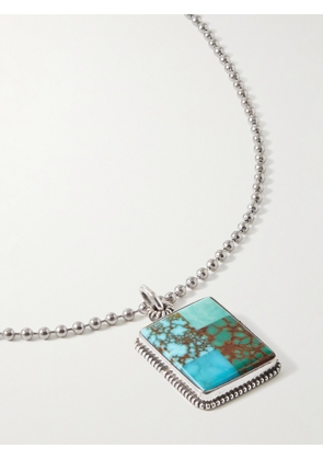 Peyote Bird - Silver Turquoise Pendant Necklace - Men - Blue