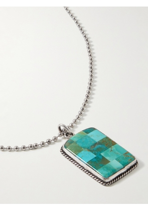 Peyote Bird - Tessale Silver Turquoise Pendant Necklace - Men - Blue