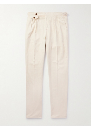 Brunello Cucinelli - Straight-Leg Pleated Cotton-Corduroy Trousers - Men - Neutrals - IT 46