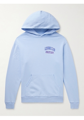 Pasadena Leisure Club - Athletic Dept. Logo-Print Garment-Dyed Cotton-Jersey Hoodie - Men - Blue - S
