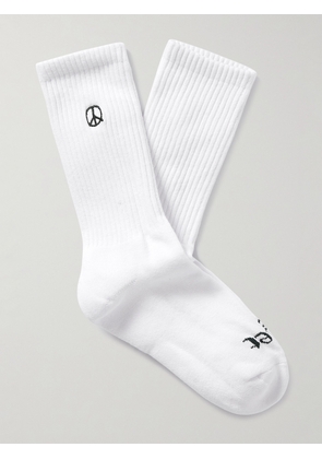 Museum Of Peace & Quiet - Icon Embroidered Ribbed Cotton-Blend Socks - Men - White