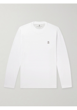 Brunello Cucinelli - Logo-Embroidered Cotton-Jersey T-Shirt - Men - White - IT 44
