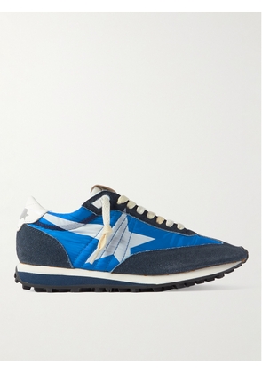 Golden Goose - Marathon Leather and Suede-Trimmed Nylon Sneakers - Men - Blue - EU 39