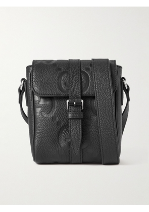 Gucci - Jumbo GG Logo-Debossed Full-Grain Leather Messenger Bag - Men - Black