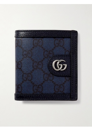 Gucci - Ophidia Leather and Monogrammed Coated-Canvas Billfold Wallet - Men - Blue