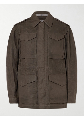 Purdey - Leather-Trimmed Cotton Field Jacket - Men - Brown - S