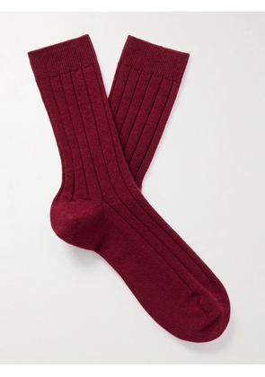 Johnstons of Elgin - Ribbed Cashmere-Blend Socks - Men - Red