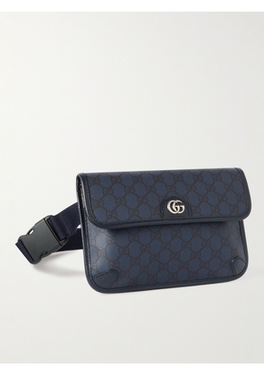 Gucci - Ophidia Leather-Trimmed Monogrammed Coated-Canvas Belt Bag - Men - Blue - EU 90