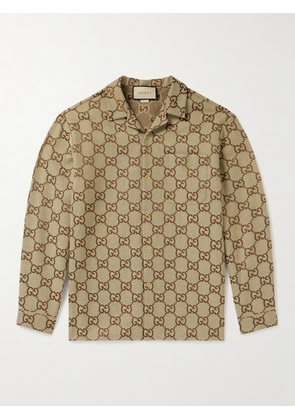 Gucci - Logo-Jacquard Cotton-Blend Overshirt - Men - Brown - IT 46