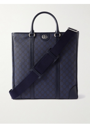 Gucci - Ophidia Leather-Trimmed Monogrammed Supreme Coated-Canvas Tote Bag - Men - Blue