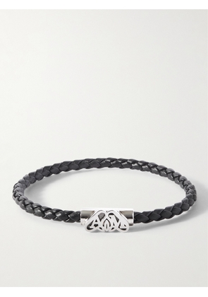 Alexander McQueen - Braided Leather and Silver-Tone Bracelet - Men - Silver - S
